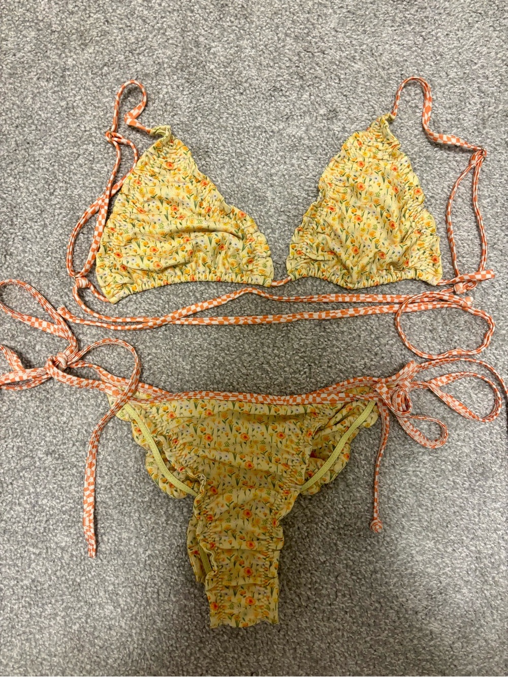 Strawberry Milk Mob yellow floral bikini